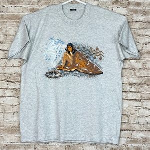 VTG Single Stitch American Indian Woman T Shirt L